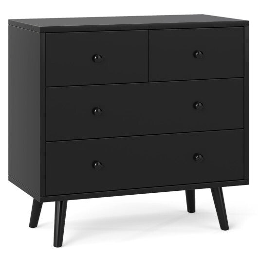 Wide Wooden Dresser with 4 Drawers for Bedroom Living Room-Walnut