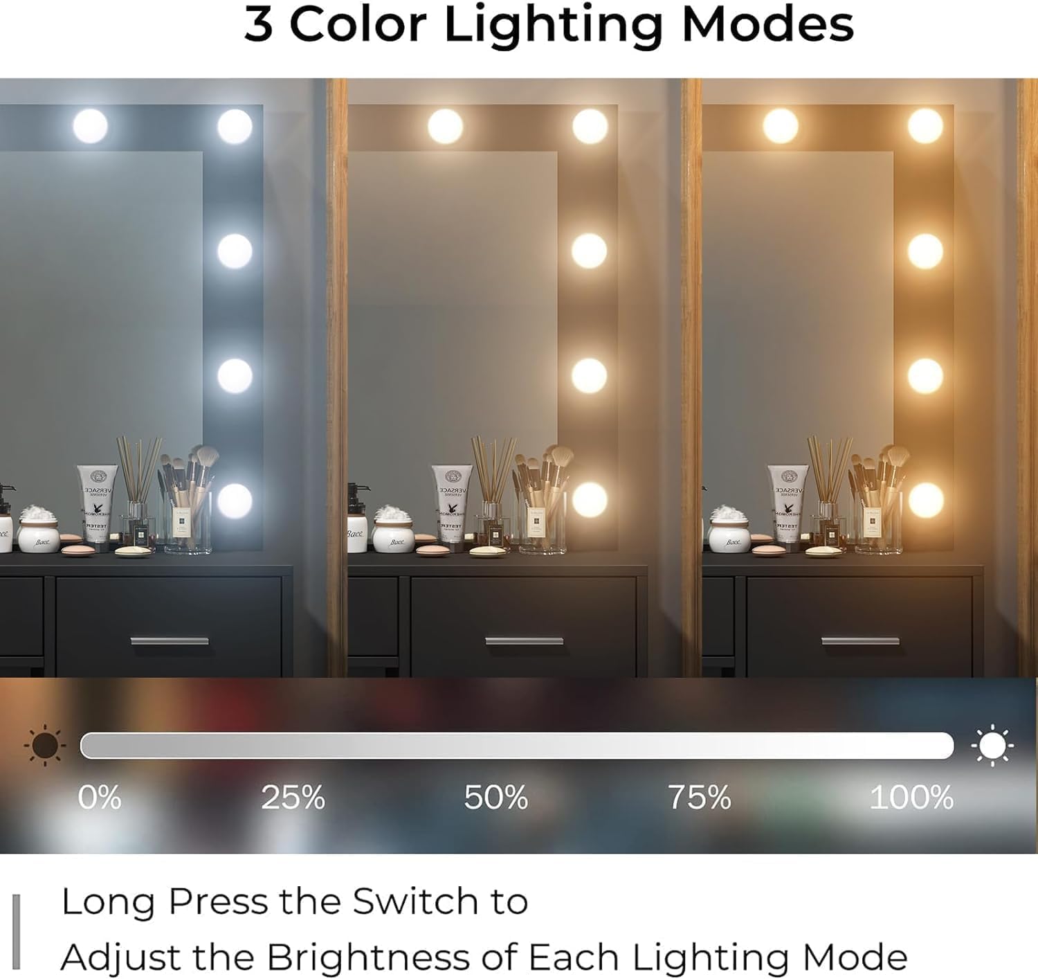 Vektaya US-VD001 Bedroom Makeup Vanity desk with LED Mirror, 5 Drawers